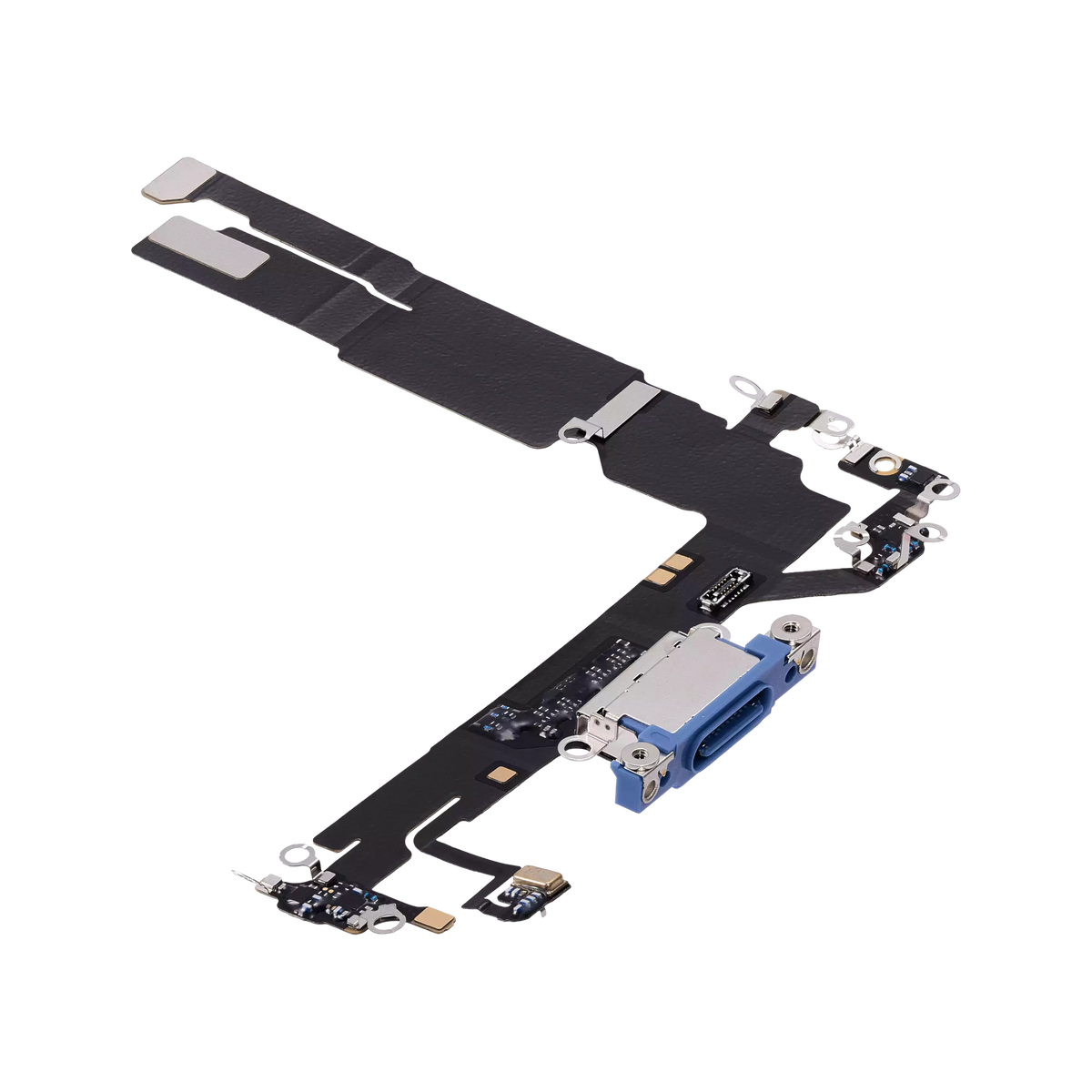Charging Port Flex for iPhone 16 Ultramarine angled front view