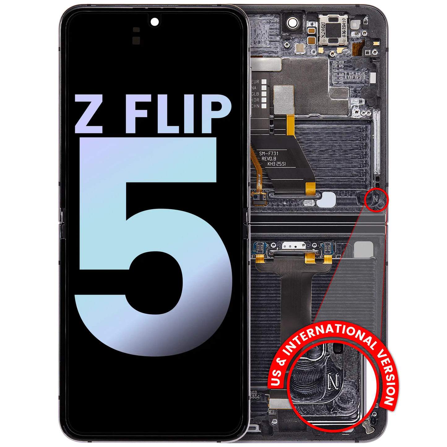 1787091572ReplacementInnerOLEDAssemblywithFrameCompatiblewithSamsungGalaxyZFlip55GFactorySpecificationGraphite9