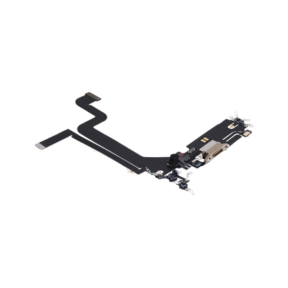 Charging Port Flex for iPhone 14 Pro Max Gold angled front view