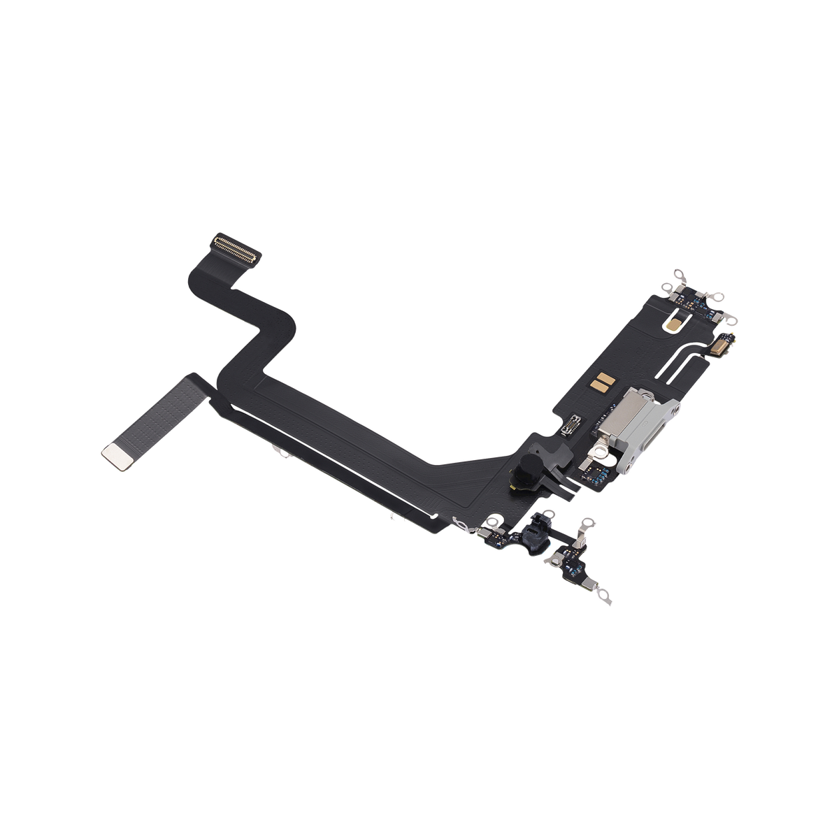 Charging Port Flex for iPhone 14 Pro Max Silver angled front view