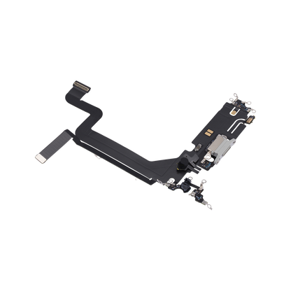 Charging Port Flex for iPhone 14 Pro Max Silver angled front view