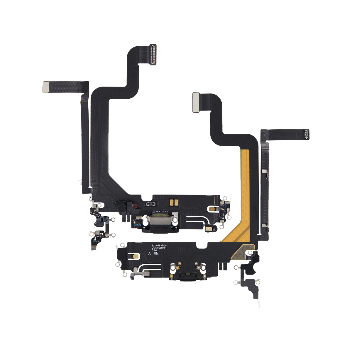 Charging Port Flex for iPhone 14 Pro Max Space Black front and back view