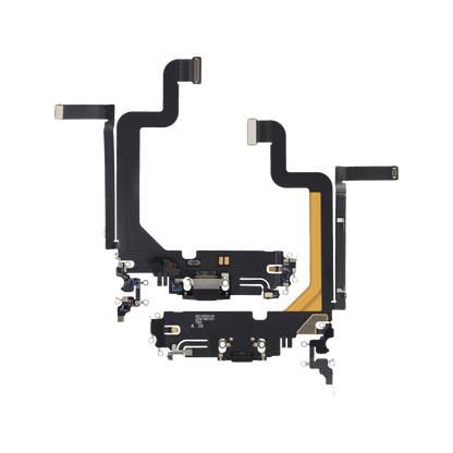 Charging Port Flex for iPhone 14 Pro Max Space Black front and back view