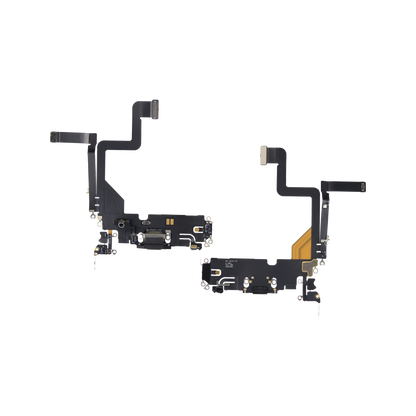 Charging Port Flex for iPhone 14 Pro Space Black front and back view
