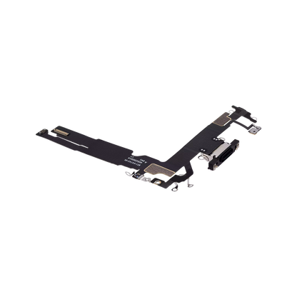 Charging Port Flex for iPhone 16 Black angled back view