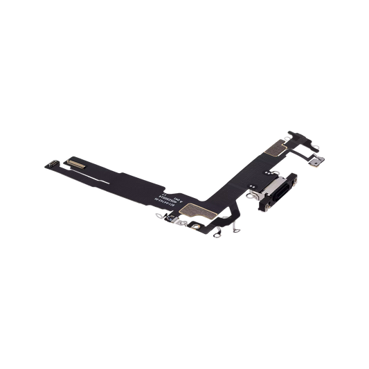 Charging Port Flex for iPhone 16 Black angled back view