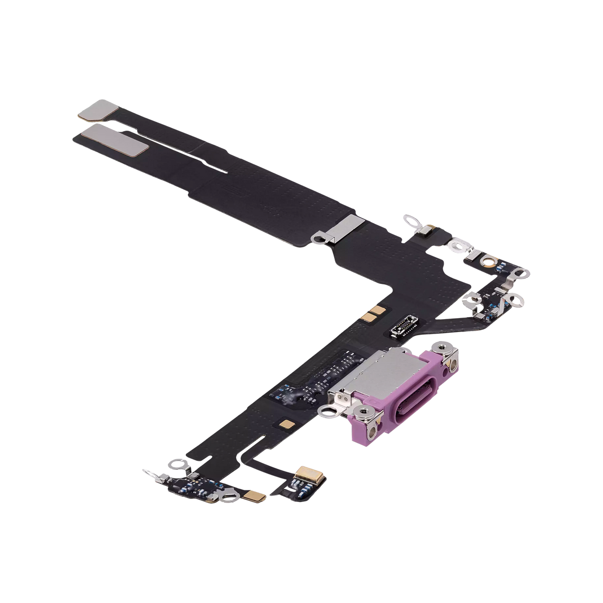 Charging Port Flex for iPhone 16 Pink angled front view