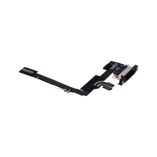 Charging Port Flex for iPhone 16 Pro Black Titanium angled back view