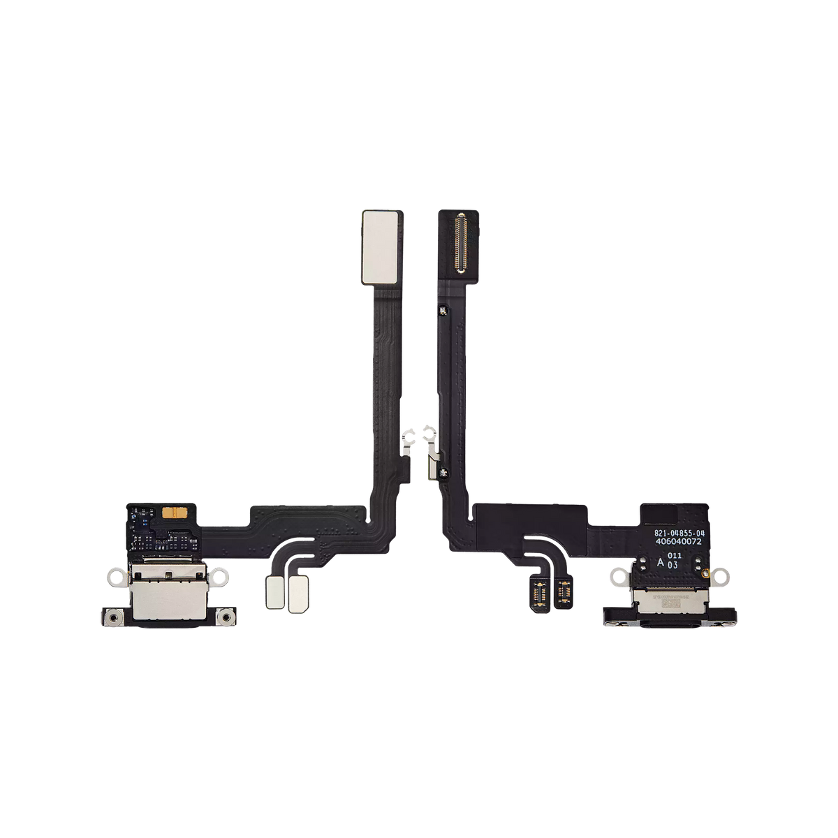 Charging Port Flex for iPhone 16 Pro Black Titanium front and back view