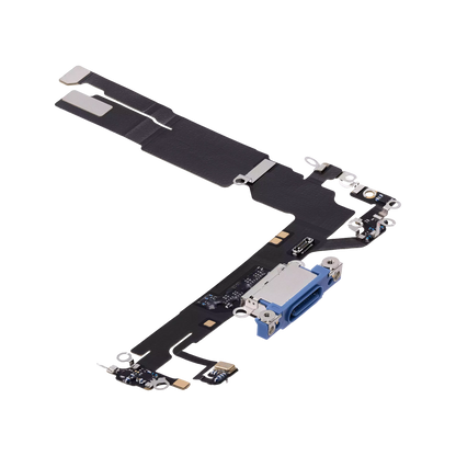 Charging Port Flex for iPhone 16 Ultramarine angled front view