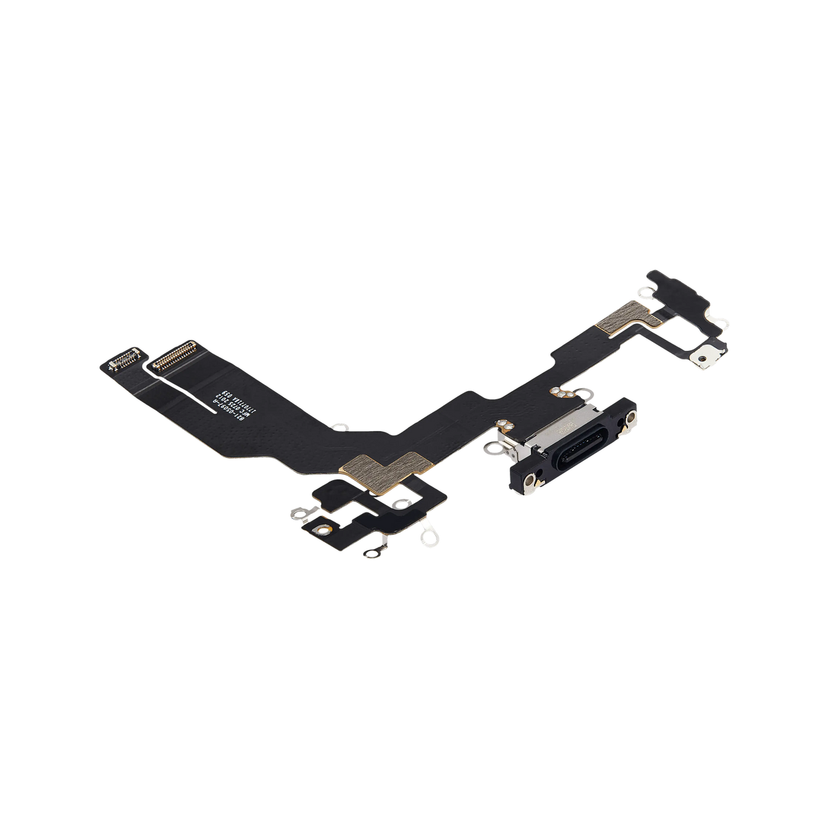 Charging Port Flex for iPhone 16e / 17e Black angled back view