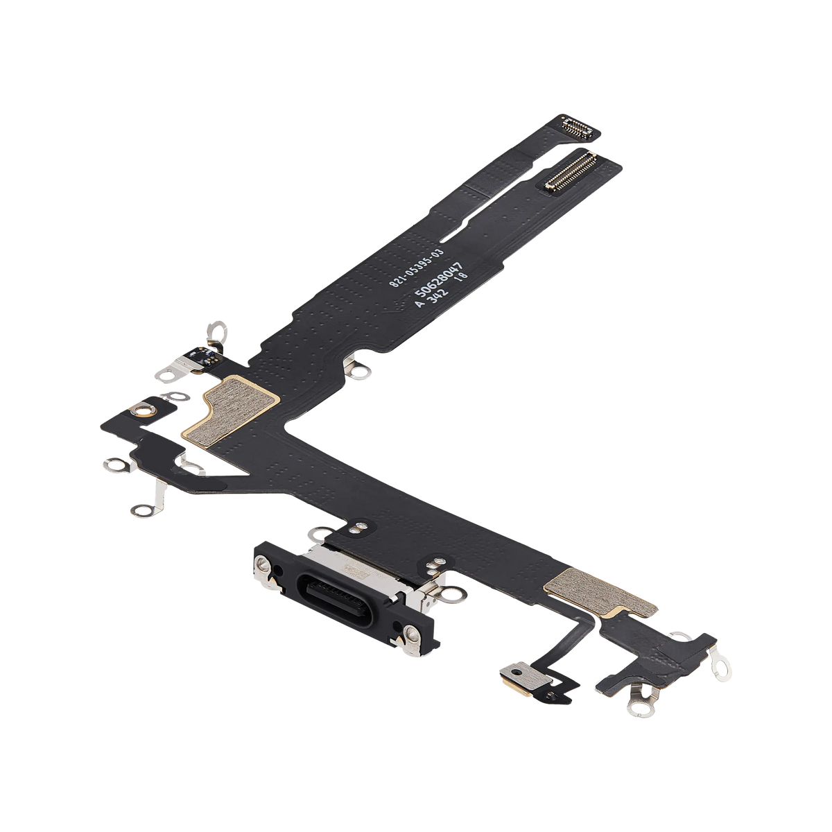 Charging Port Flex for iPhone 17 Black angled back view