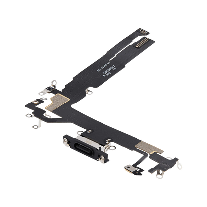 Charging Port Flex for iPhone 17 Black angled back view