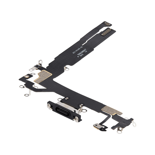 Charging Port Flex for iPhone 17 Black angled back view
