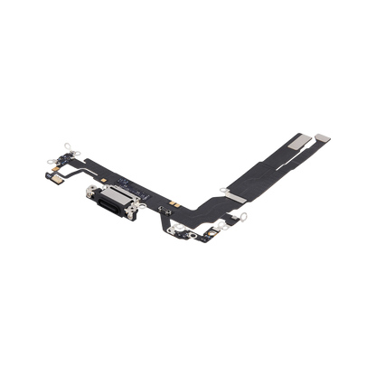 Charging Port Flex for iPhone 17 Black angled front view