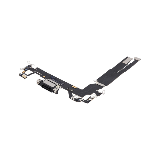 Charging Port Flex for iPhone 17 Black angled front view