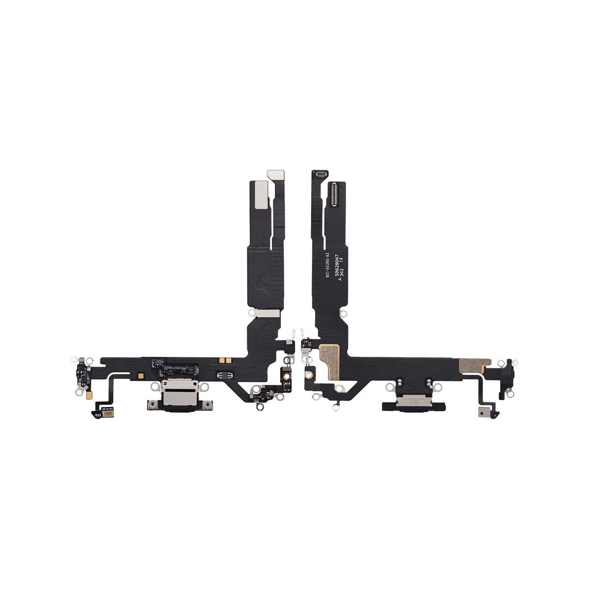 Charging Port Flex for iPhone 17 Black front and back view