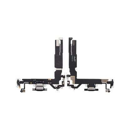 Charging Port Flex for iPhone 17 Black front and back view