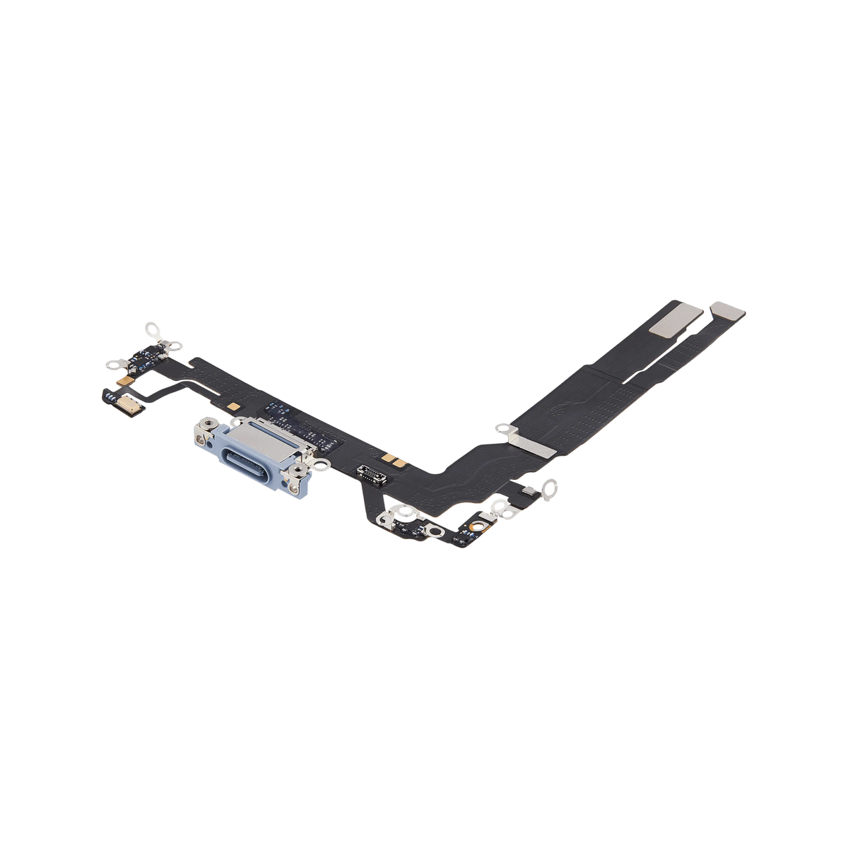 Charging Port Flex for iPhone 17 Mist Blue angled front view