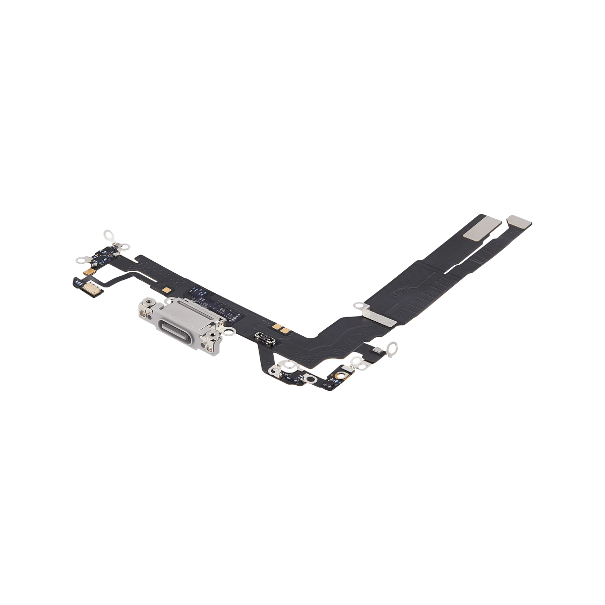 Charging Port Flex for iPhone 17 White angled front view