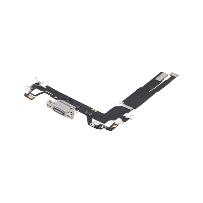 Charging Port Flex for iPhone 17 White angled front view