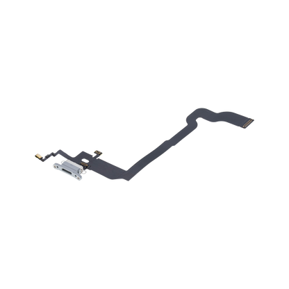 Charging Port Flex for iPhone X Silver angled front view