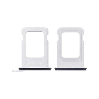 Single SIM Card Tray for iPhone 12 / 13 White front and back view