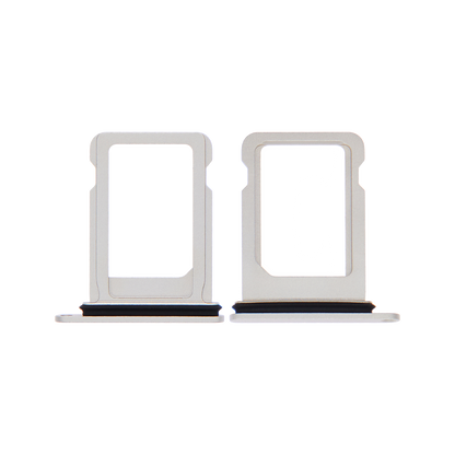 Single SIM Card Tray for iPhone 12 Mini / 13 Mini White front and back view