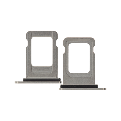 Single SIM Card Tray for iPhone 12 Pro / 12 Pro Max / 13 Pro / 13 Pro Max Silver front and back view