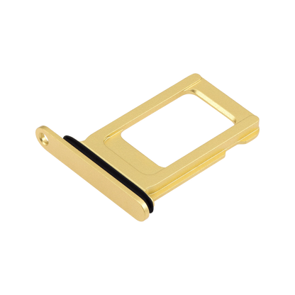 Single SIM Card Tray for iPhone 14 / 14 Plus Yellow angled front view