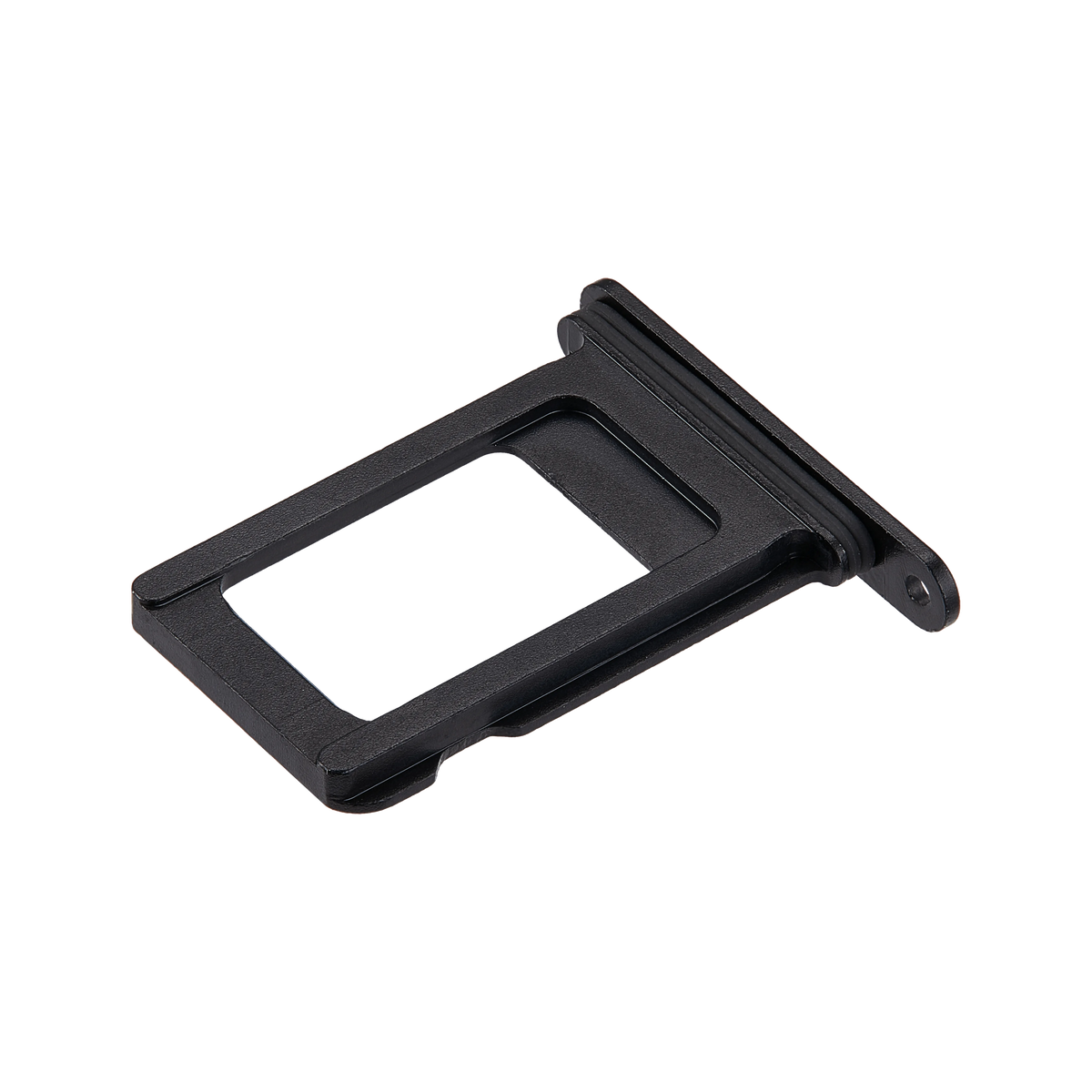 Single SIM Card Tray for iPhone 16e / 17e Black angled front view