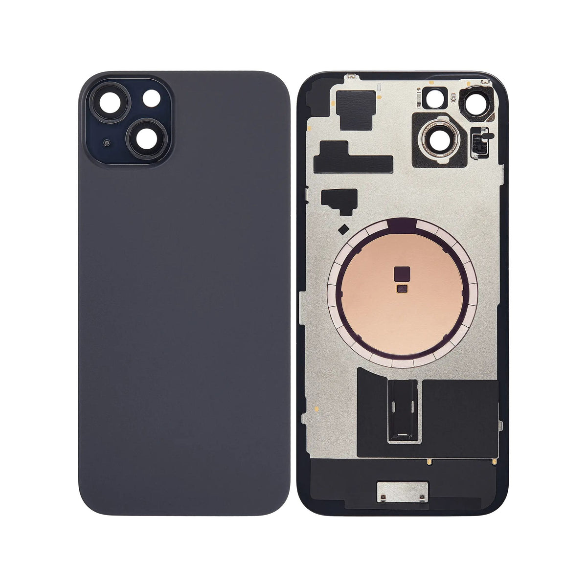 iPhone 15 Plus back glass replacement, outer and inner sides side by side, glass only